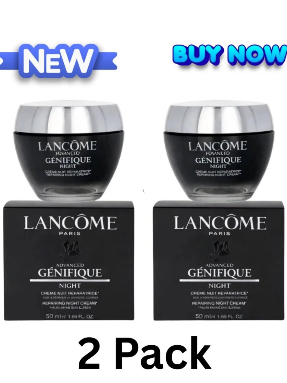 Lancôme Advanced Génifique Night Cream 2-Pack 50ml / 1.7oz Each Anti-Aging NEW